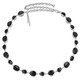 45" Silver Metallic Chain Waist Belt with Studded Diamonds and Black Enamel for Women's Fashion Accessory