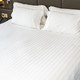 White Cotton Fitted Sheet - Satin Stripe
