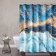 Abstract Blue Shower Curtain - Gold Cracked Lines