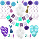 Mermaid Themed Birthday Decorations Set - Purple, Green and White
