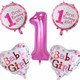 5pc Happy 1st Birthday Foil Balloons - Girl