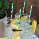 Green & White Biodegradable Paper Straws