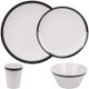 White and Black Design Melamine BBQ and Party Set - 16pcs