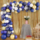 125pc Balloon Arch kit - Light Blue, Navy Blue, White, Grey, Metallic Gold with Gold & Silver Confetti Balloon Set