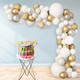 121pc Balloon Arch Kit - Metallic Silver, Champagne Gold, Plain White & Gold Confetti Balloon Set