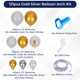 121pc Balloon Arch Kit - Metallic Silver, Champagne Gold, Plain White & Gold Confetti Balloon Set