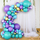 173pc Balloon Arch Kit - Purple, Tiffany Blue with Metallic Gold, Metallic Purple & Metallic Tiffany Blue Balloon Set