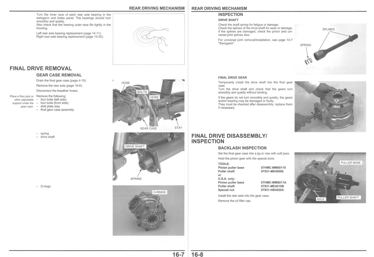 1987 HONDA TRX250X SERVICE MANUAL visual data 8