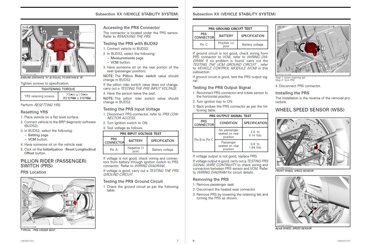 2017 CAN AM SPYDER RT LIMITED OWNERS MANUAL visual data 8