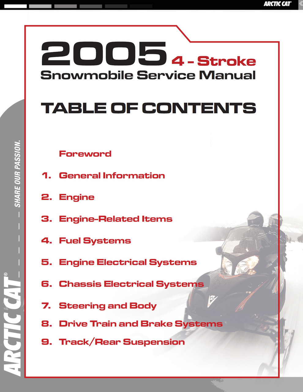 Arctic Cat 2005 T660 Touring Snowmobile Models Service Manual