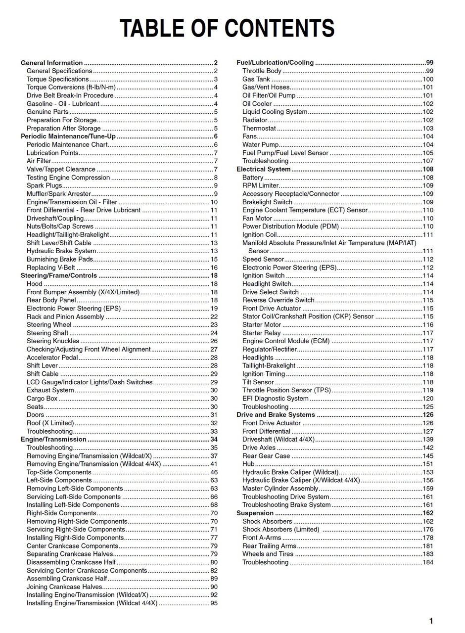 Arctic Cat 2014 Wildcat 1000 Service Manual