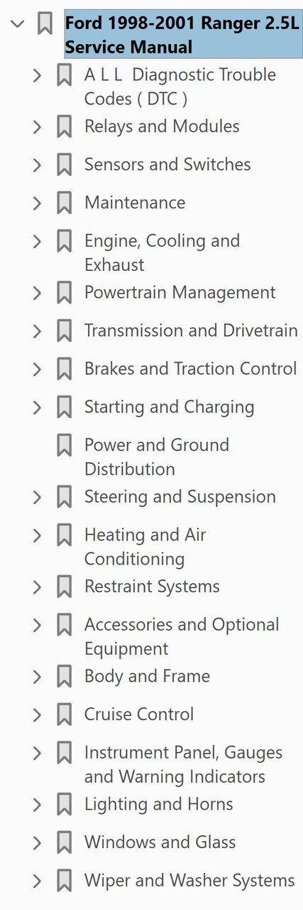 1999 Ford Truck Ranger Factory Shop Service Manual – USB Edition