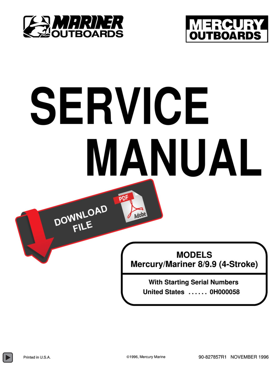 ファイル Mercury 4-Stroke Model 5 Outboard Motor Service Manual