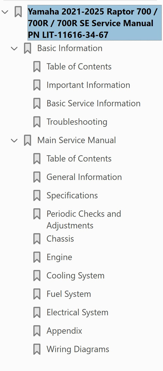 Yamaha 2023 Raptor 700 Service Manual