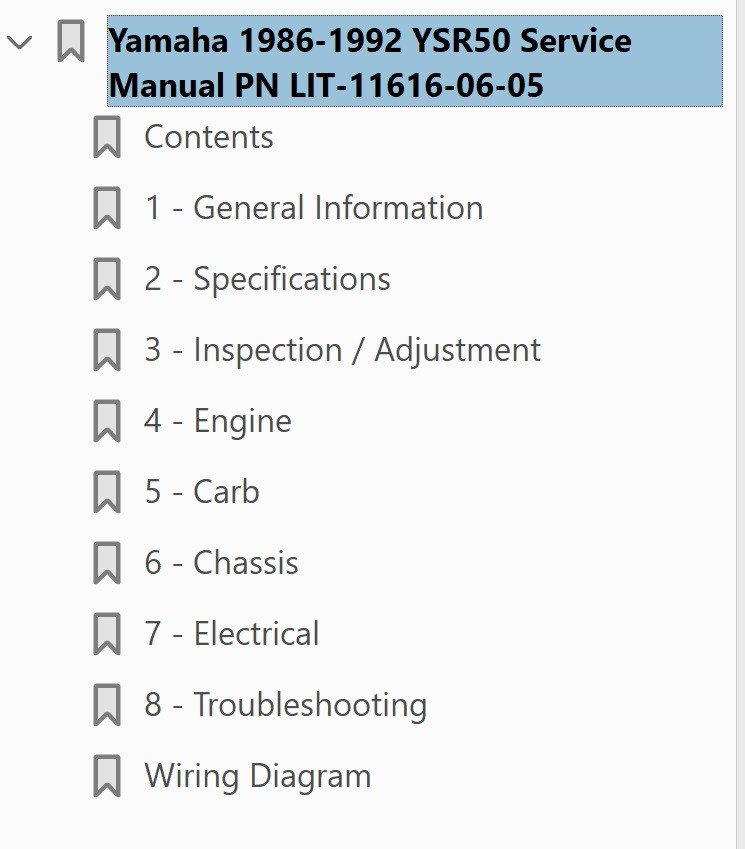 Yamaha 1986 YSR 50 Service Manual