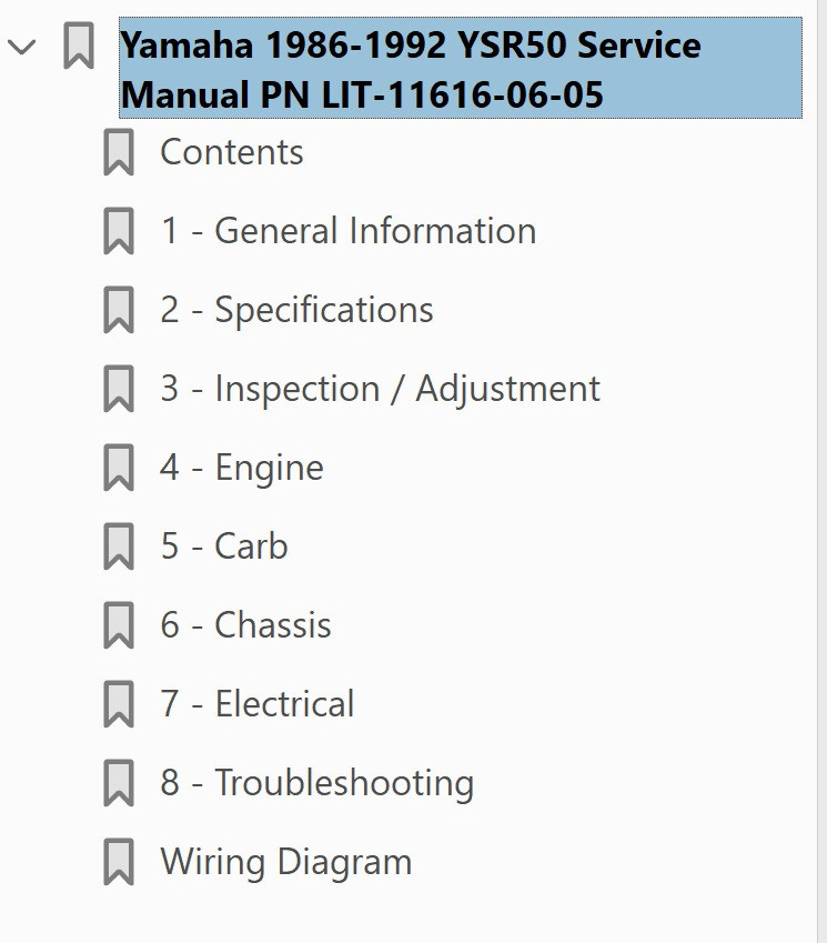 YAMAHA ysr50サービスマニュアル Yamaha 1989 YSR 50 Service Manual