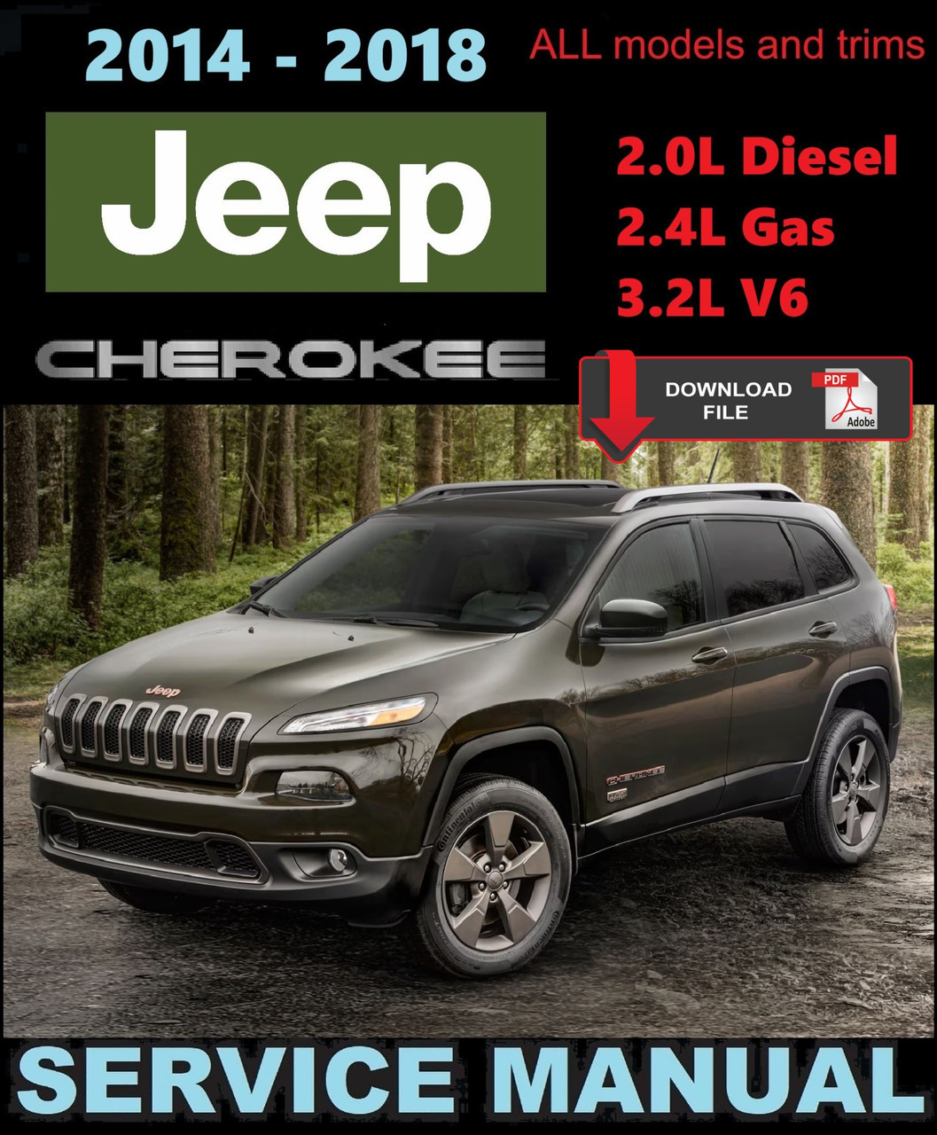 Jeep Cherokee メンテナンスファイルと車体、アクセサリーカタログ Service Manual Jeep 2016 Cherokee Repair
