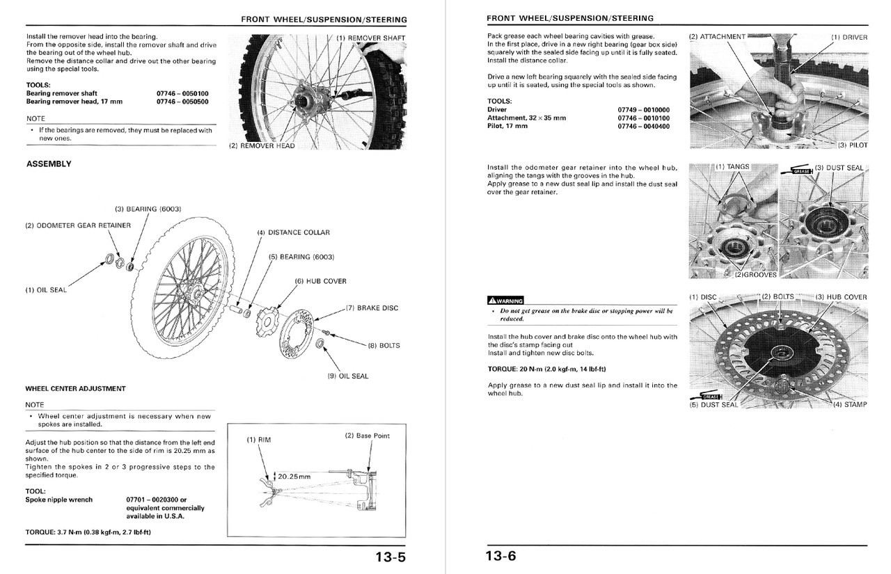 Honda 2001 XR400R Service Manual