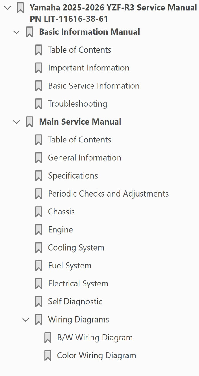 Yamaha 2025 YZF-R3 Service Manual