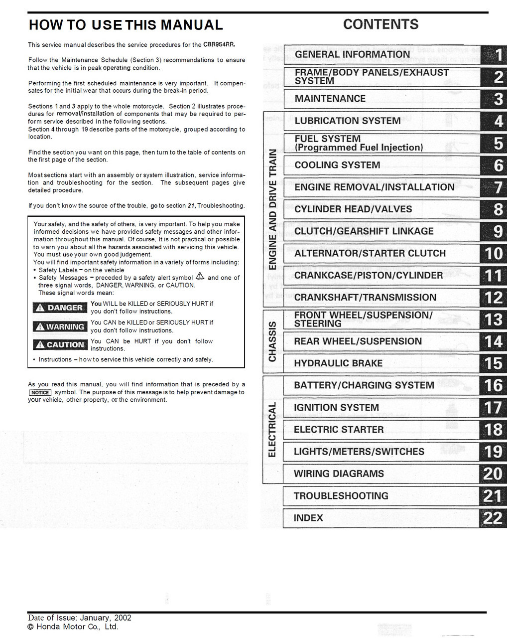 Honda 2003 CBR954RR Service Manual