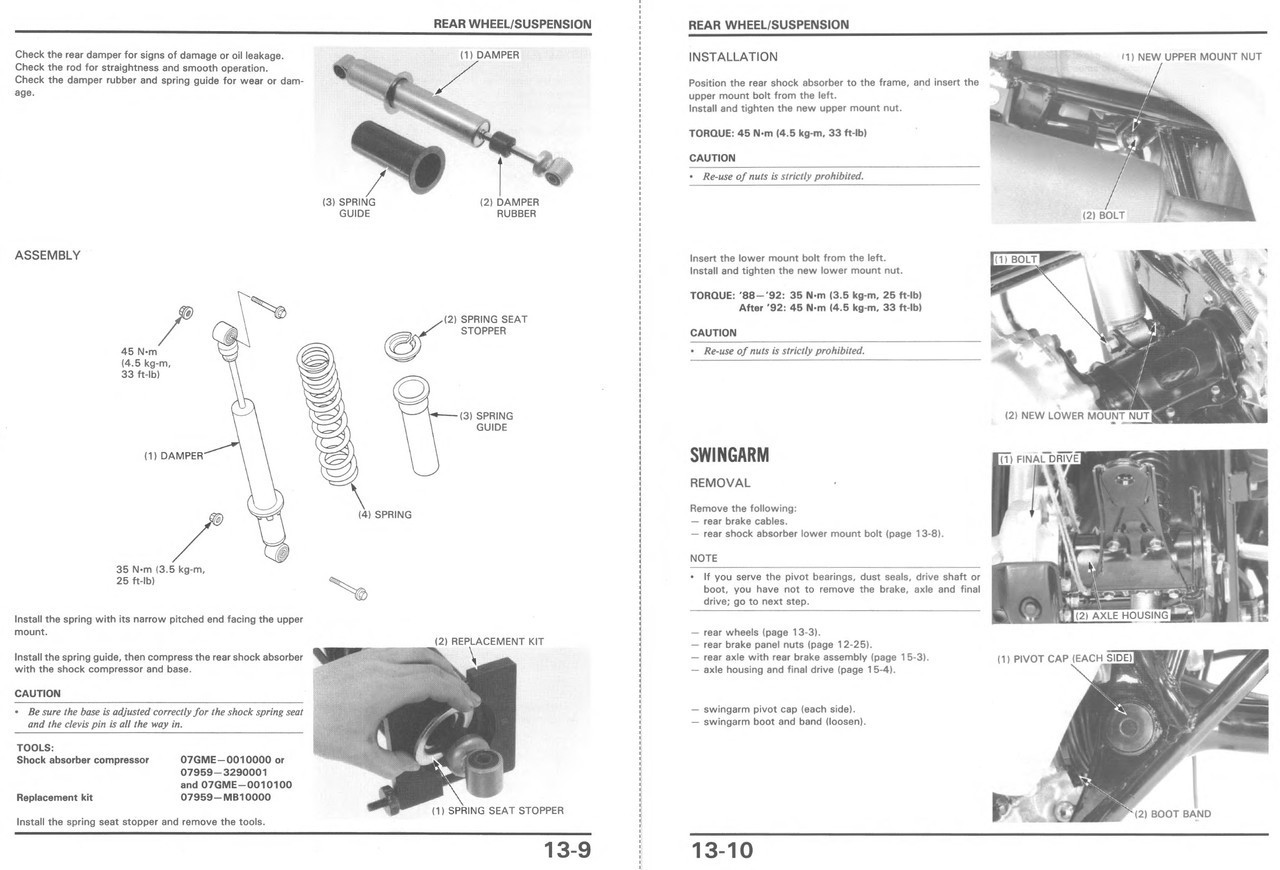 Honda 1990 FourTrax 300 Service Manual