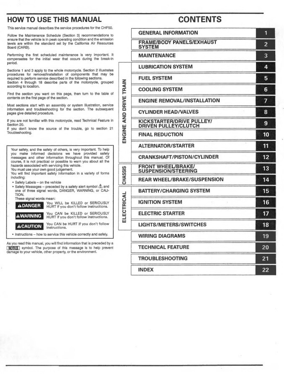 Honda 2008 CHF50 Metropolitan Scooters Service Manual