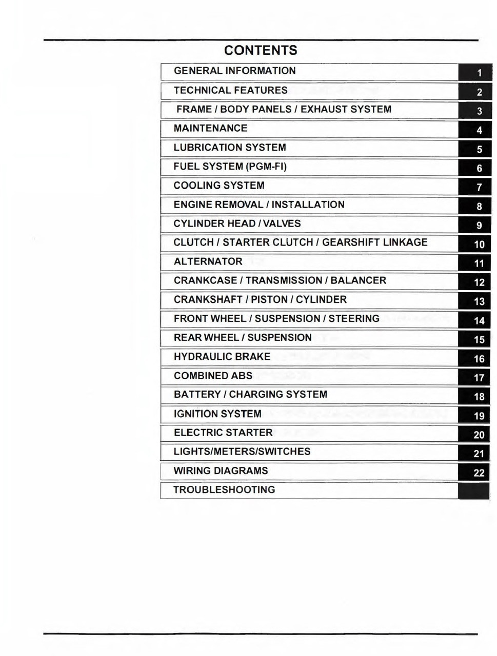 2012 HONDA CBR1000RR OWNER S MANUAL visual data 7