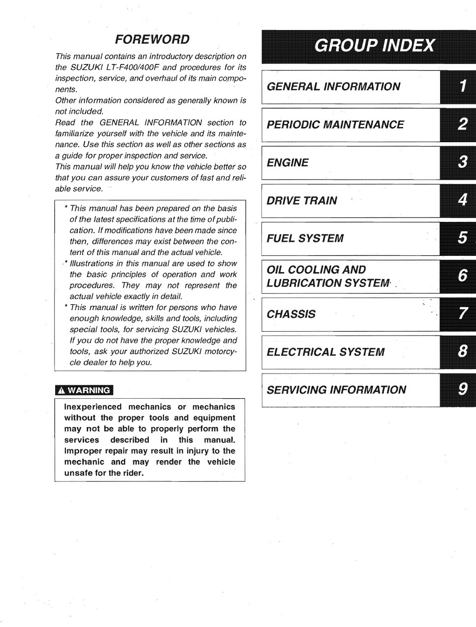 Suzuki 2002 Eiger LT-F400F Service Manual