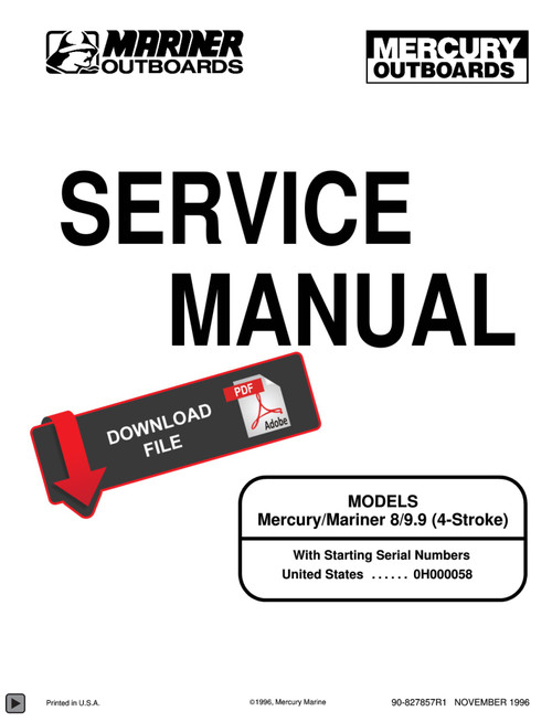 Mercury Model 8 Four Stroke Outboard Motor Service Manual