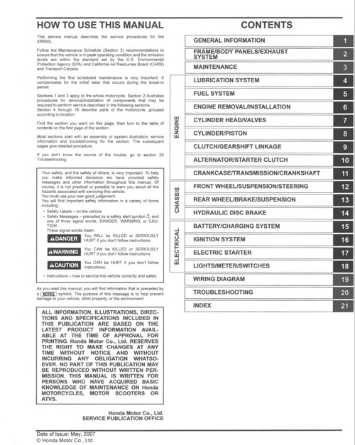 2021 HONDA XR650L SERVICE MANUAL PDF intelligence overview