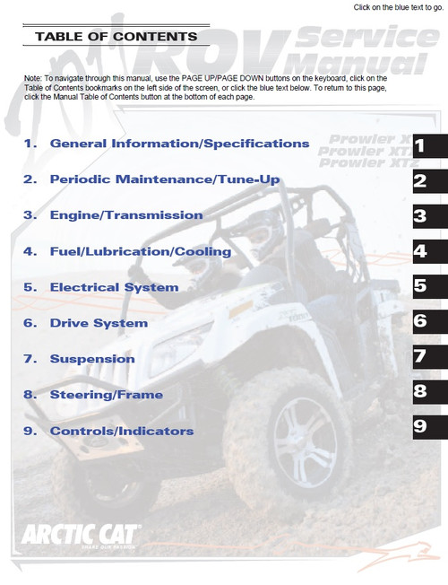 Arctic Cat 2008 Prowler XTX Service Manual