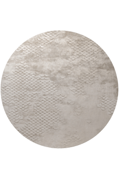 Scales Pearl Round Rug by Helen Amy Murray - flatshot image