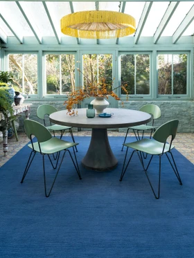 Bay Blue Cut and Loop Stripe rug by Farrow & Ball insitu image