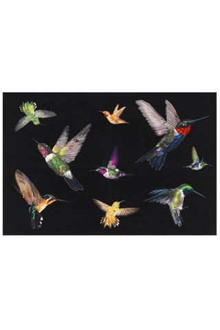 Hummingbird Noir Wallhanging 6' x 4' by Alexander McQueen - Flatshot