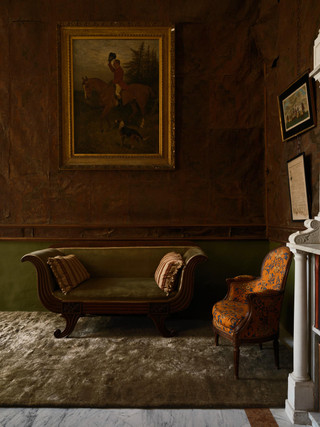 The Rug Company Mohair Shag rug, Willow colourway, in a period-style interior