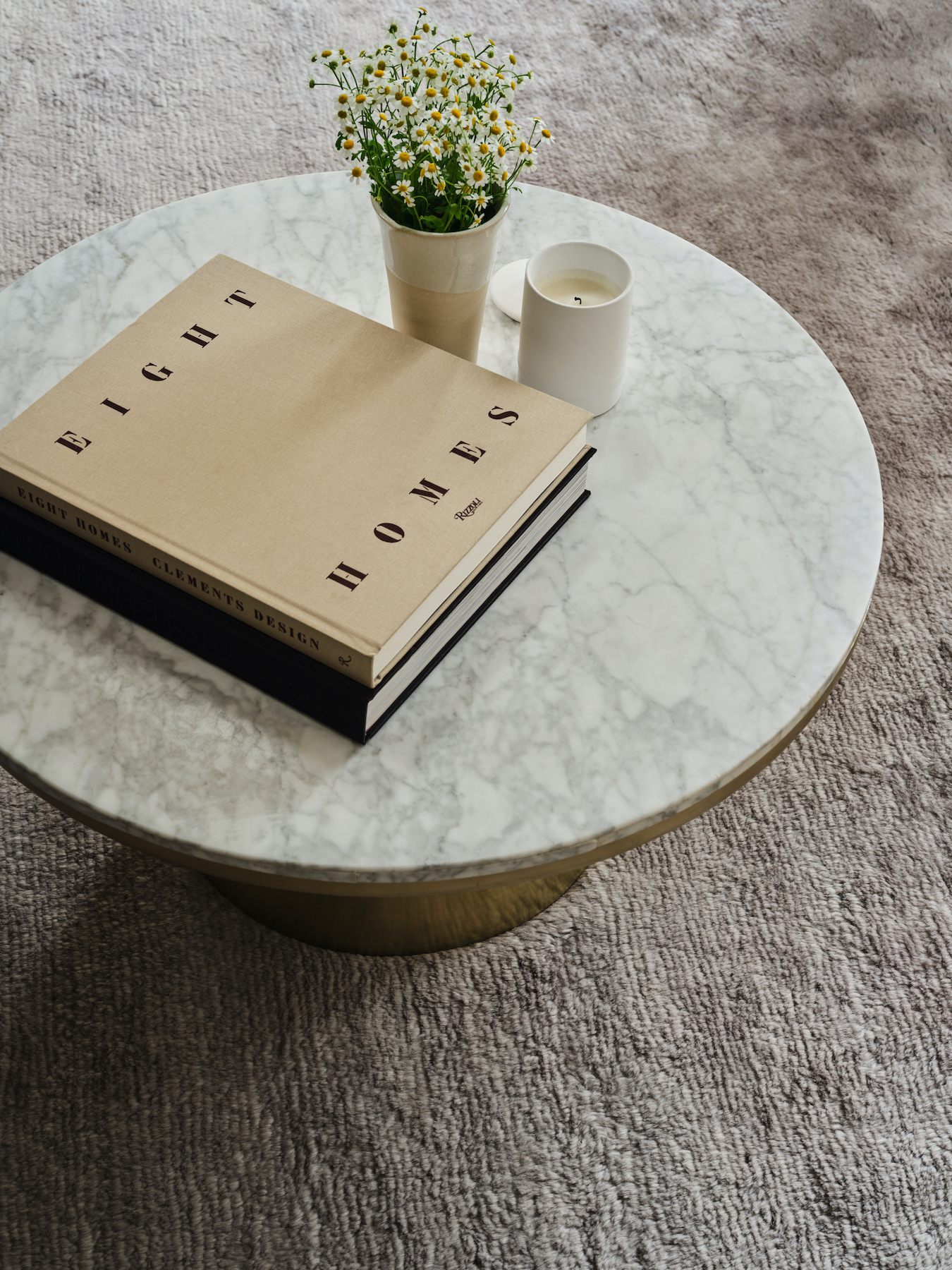 Textured Mohair Flint Round Rug by The Rug Company - roomset image