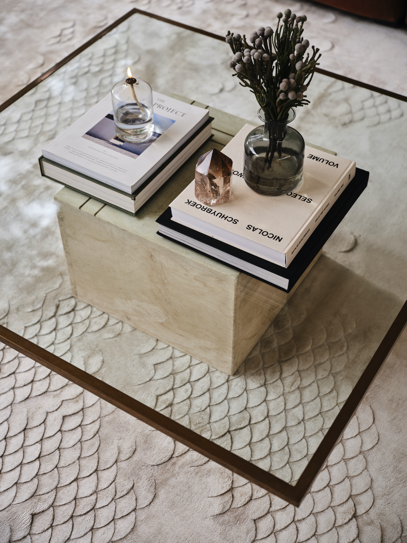 Scales Pearl Round Rug by Helen Amy Murray - insitu image