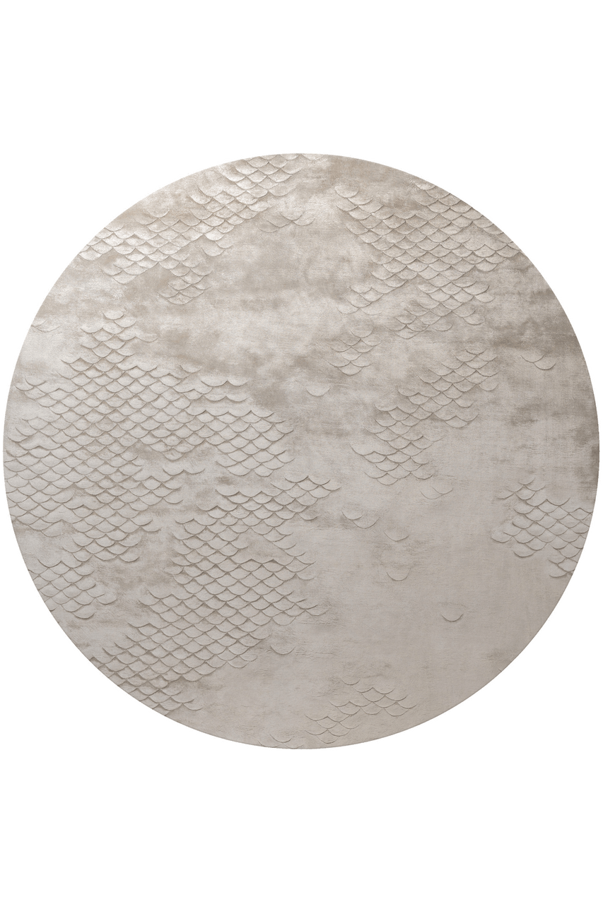 Scales Pearl Round Rug by Helen Amy Murray - flatshot image