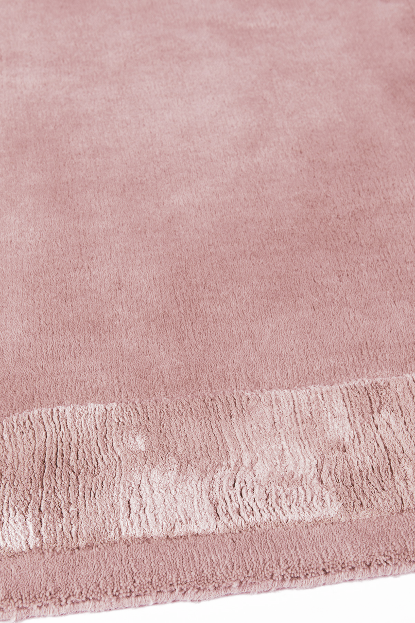 Portobello Pink Silk Border rug by Farrow & Ball side pile image