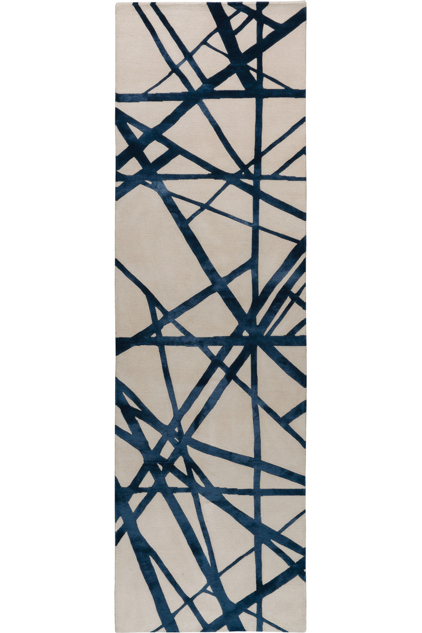 Channels Indigo Runner by Kelly Wearstler - Flatshot White