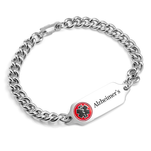 Men's Alzheimer's Bracelet 9 In with Safety Clasp