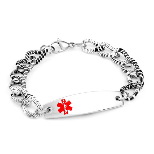 Black and White Medical ID Bracelet