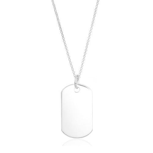 Sterling Silver Engraved Dog Tag Pendant (w/o chain)