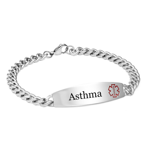 Wide Seven Half Inch Asthma Bracelet