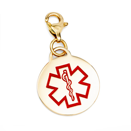 Gold and Stainless Round Medical Alert Charm