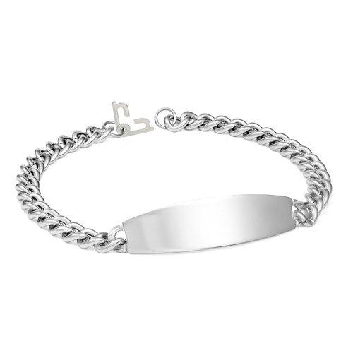 Silver ID Wide Bracelet 7 1/2 - 9 In with Safety Clasp