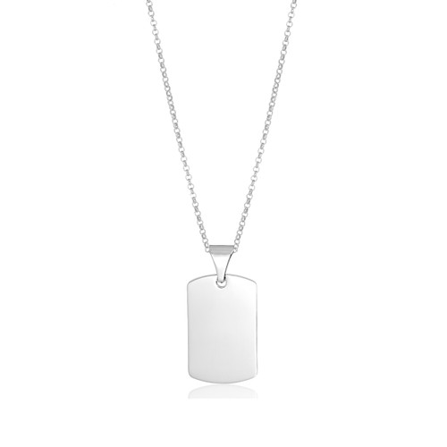 Engraved Silver Dog Tag Pendant