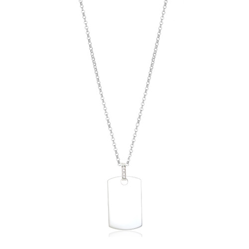 Silver Personalized Pendant with CZs