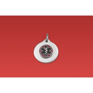 Stainless Steel Medical Alert Charm with red emblem