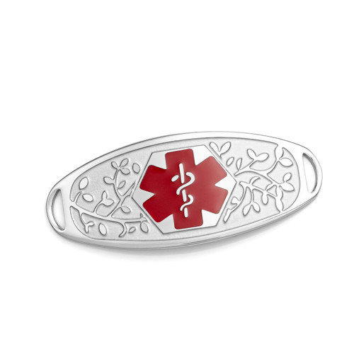 Fancy 3D Medical ID Tag with Red Symbol Stainless